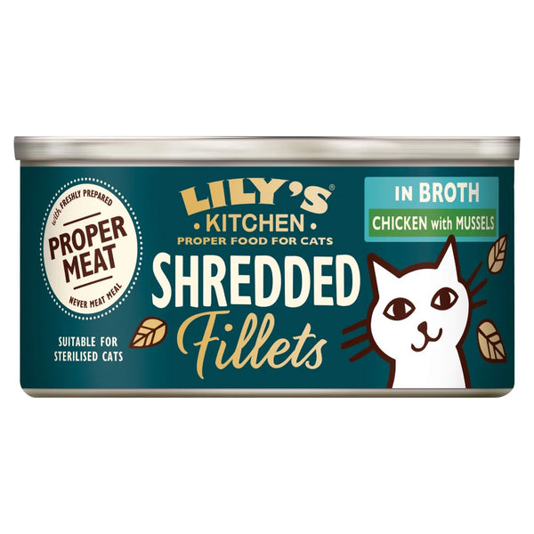 Lily's Kitchen Shredded Fillets Chicken & Mussels in Broth Wet Cat Food - 70g