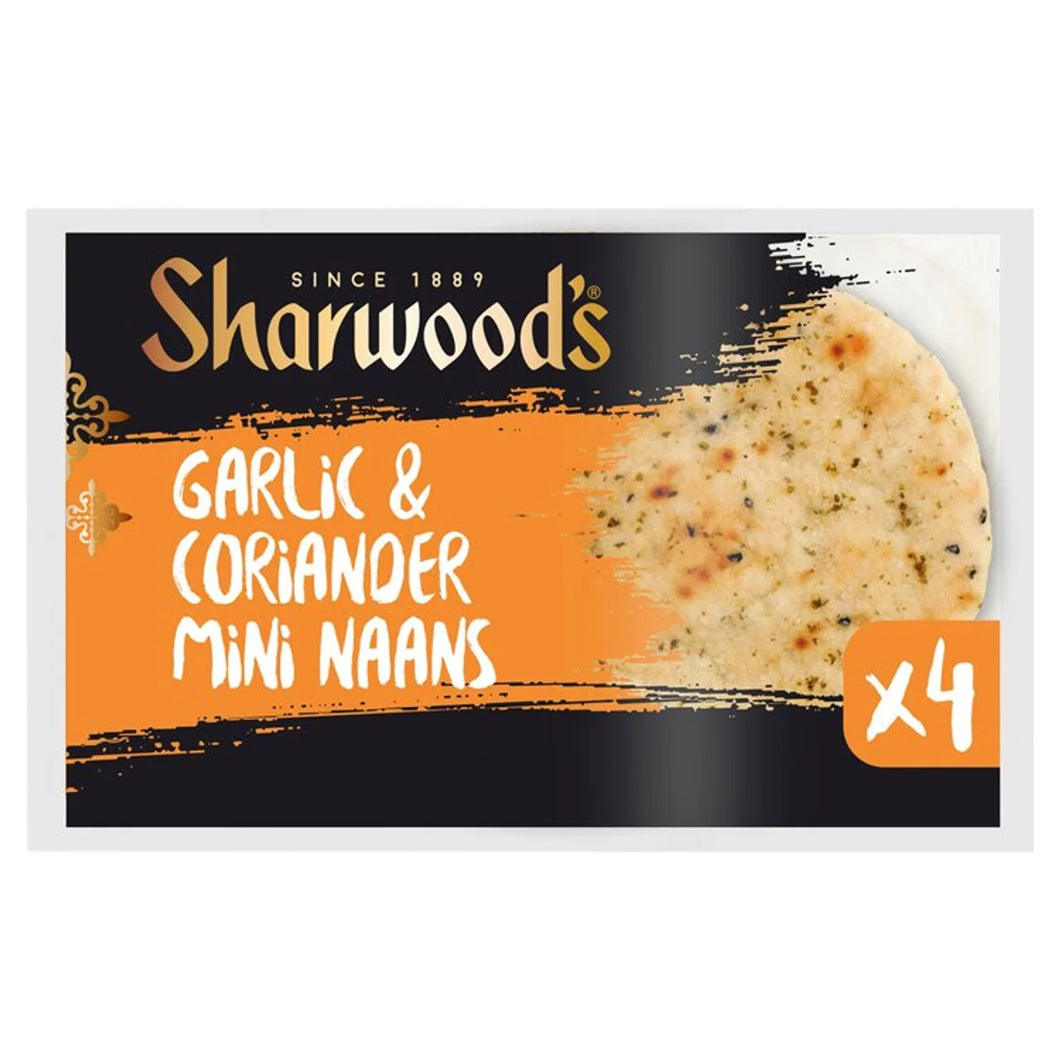Sharwood's Indian Sides Garlic & Coriander Mini Naan Breads 4 Pack - 260g