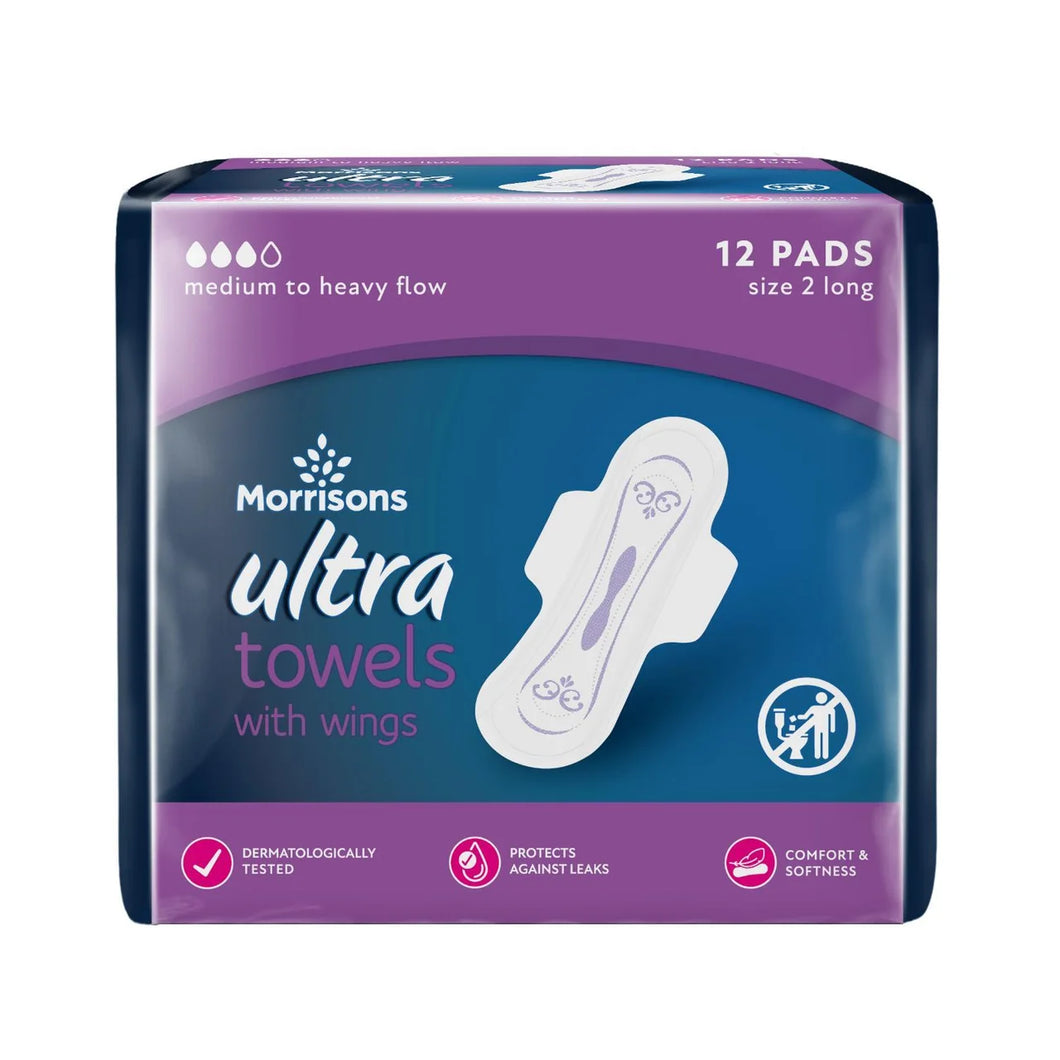 Morrisons Super Ultra Towels with Wings, 12 pack