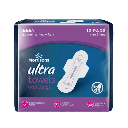 Morrisons Super Ultra Towels with Wings, 12 pack