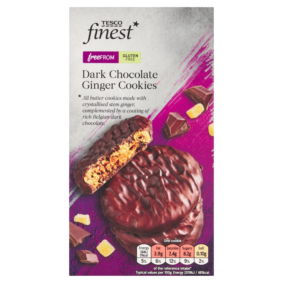 Tesco Free From Dark Chocolate & Ginger Cookies, 150g