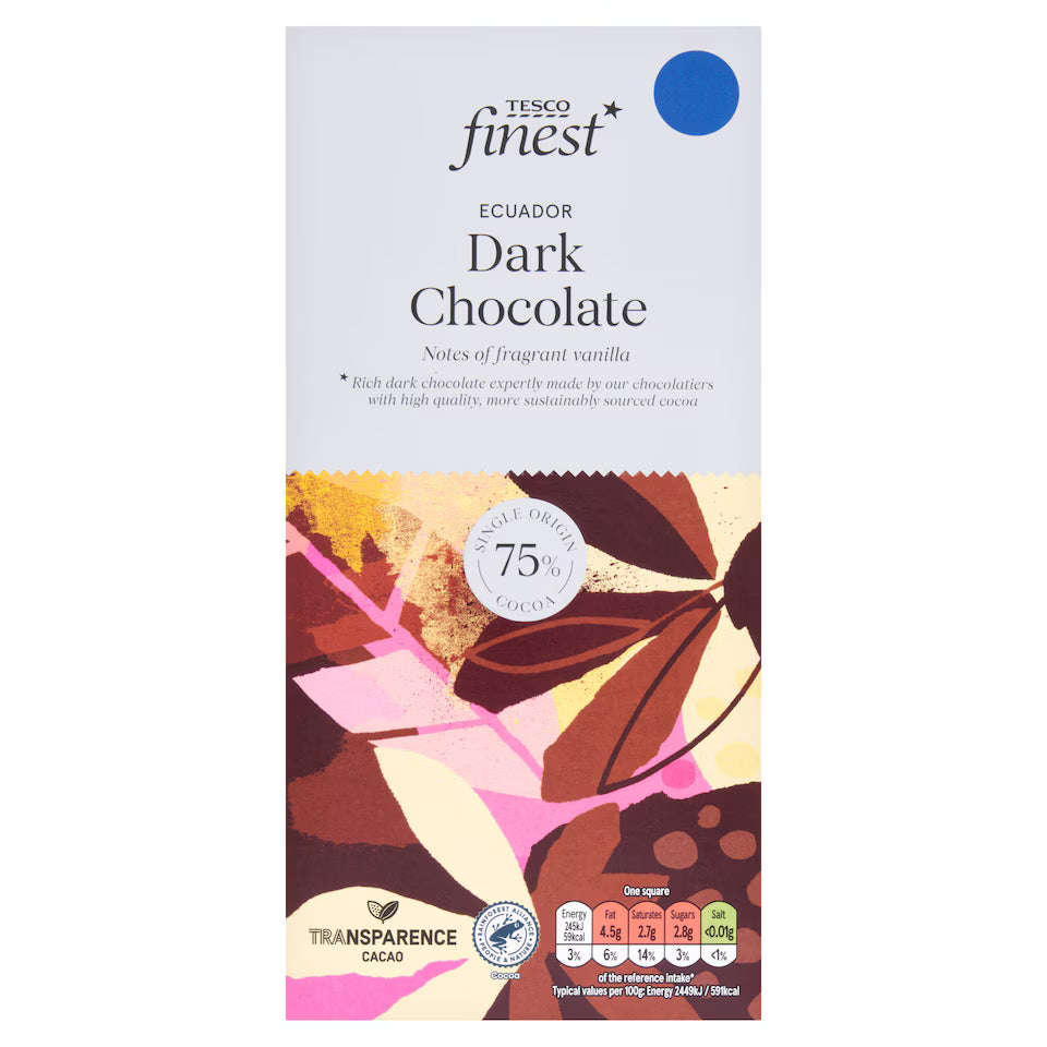 Tesco Finest Ecuador Dark Chocolate 75% 100g