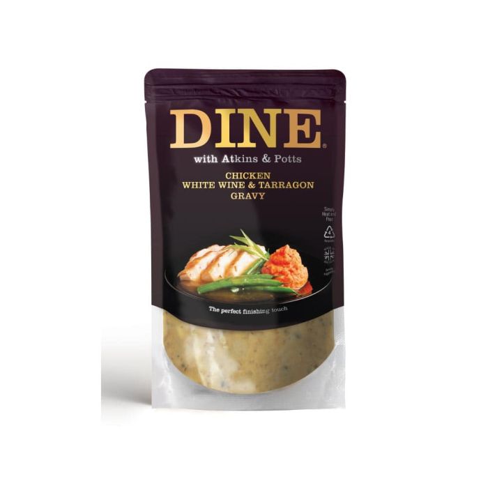 Atkins & Potts DINE IN Chicken Gravy with White Wine and Tarragon 350g