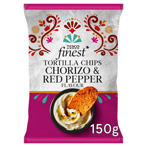 Tesco Finest Chorizo & Red Pepper Flavour Tortilla Chips, 150g