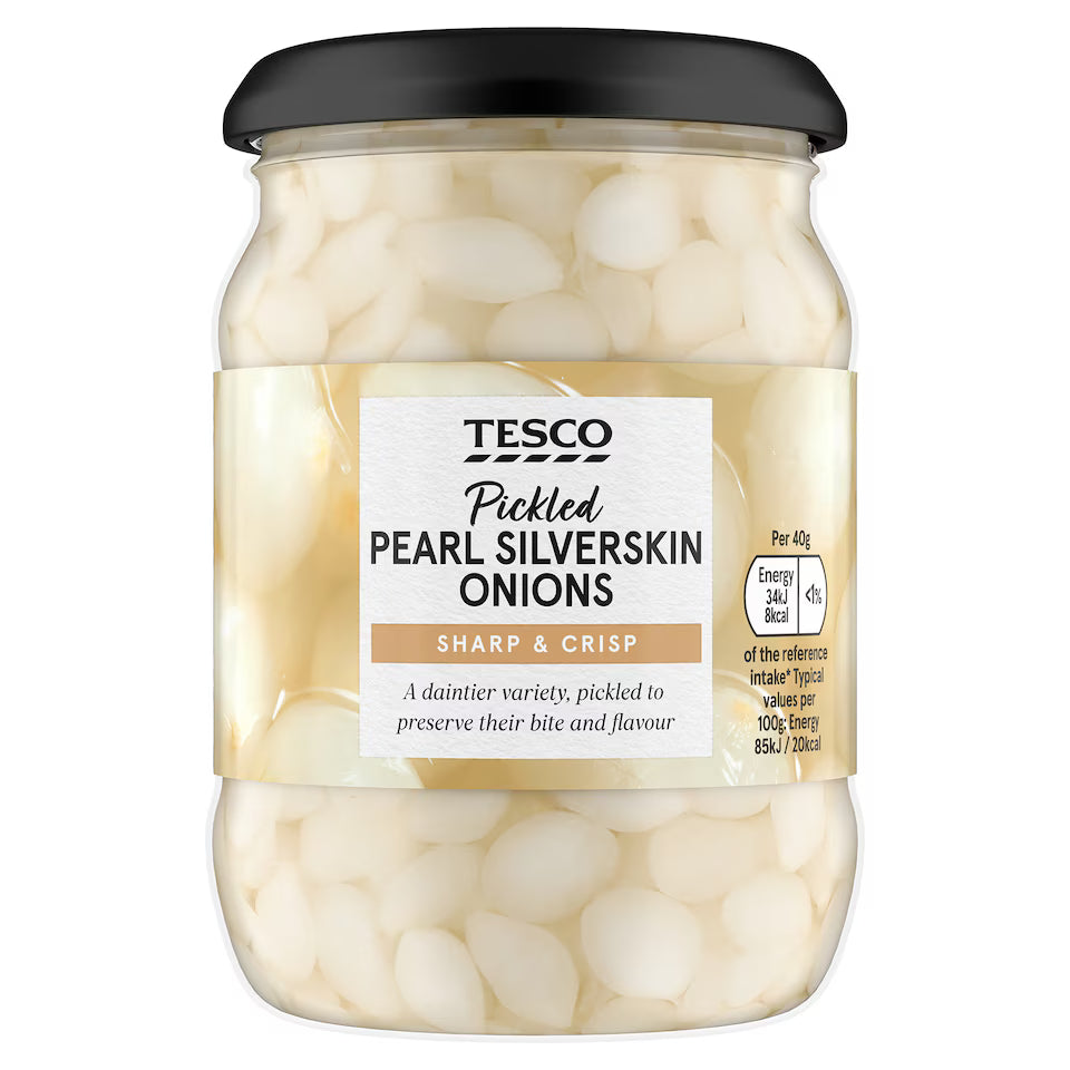 Tesco Pickled Pearl Silverskin Onions, 340g