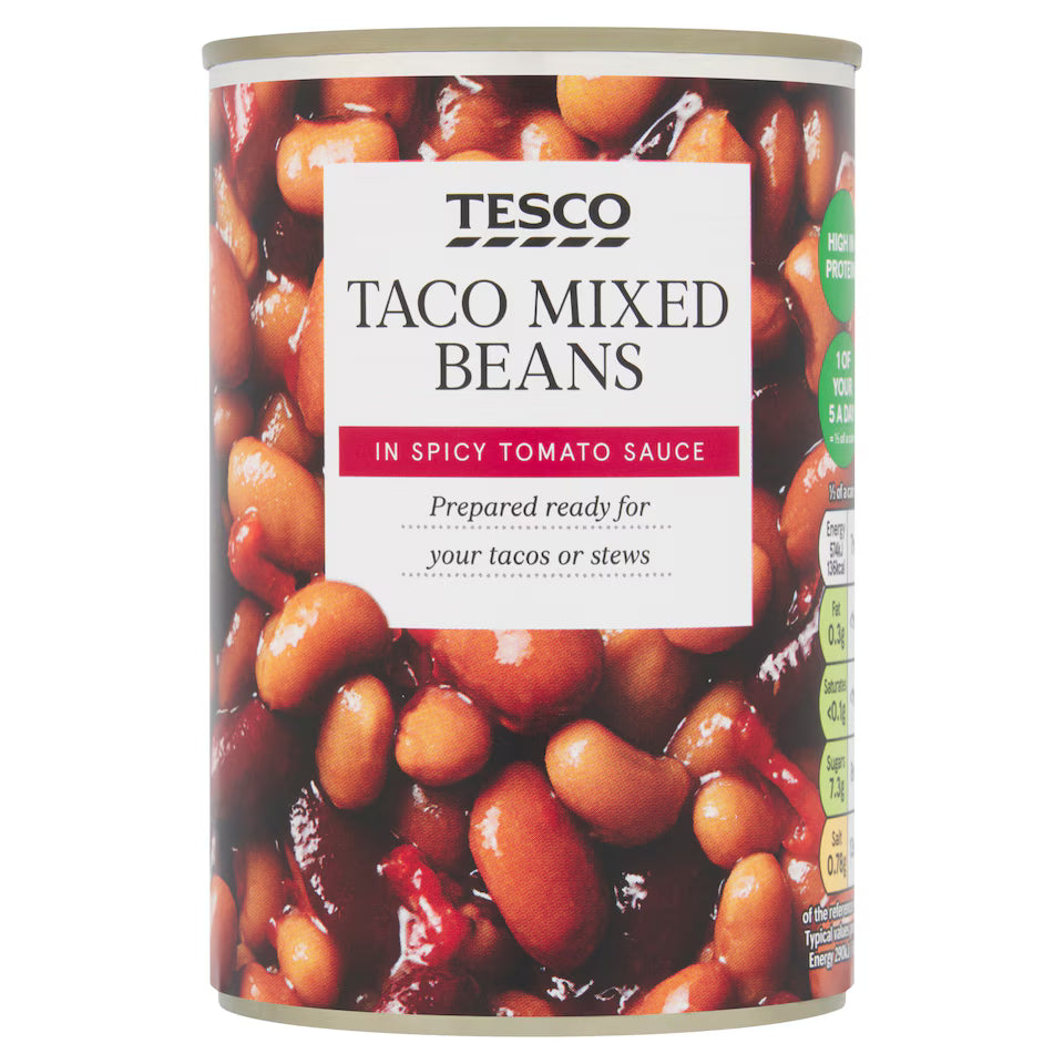 Tesco Taco Mixed Beans Spicy Tomato Sauce, 395g