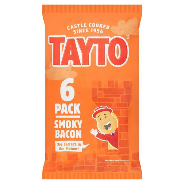 Tayto Smoky Bacon Flavour Potato Crisps, 6x25g