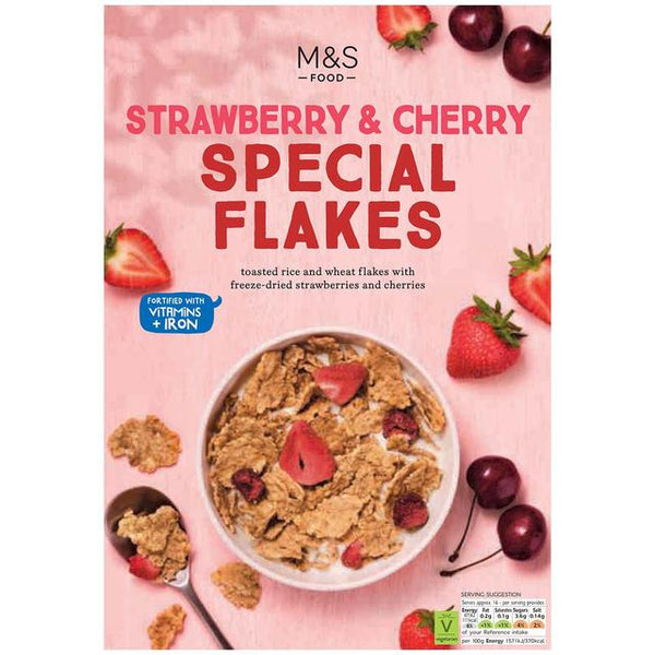 M&S Strawberry & Cherry Special Flakes, 500g