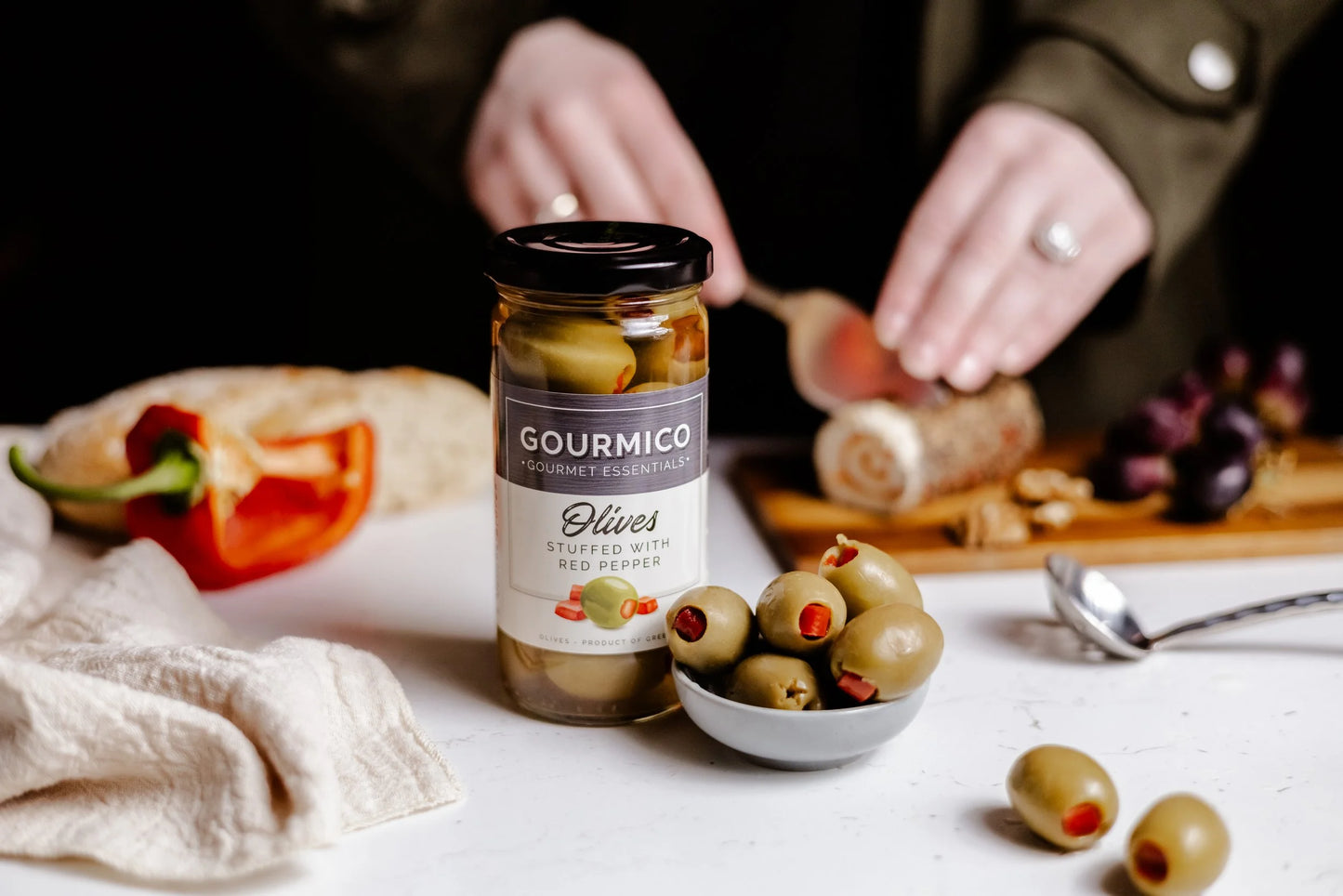 Gourmico Green Olives stuffed with Red Pepper 240g