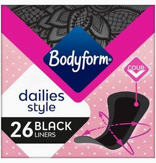 Bodyform Dailies Black Normal Panty Liners 26 per pack