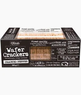 Olina's Bakehouse Wafer Crackers - Cracked Pepper, 100G