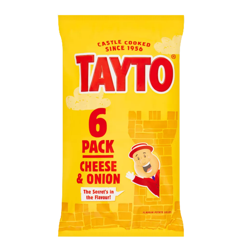Tayto Crisps Cheese & Onion 6 pack (6x25g)