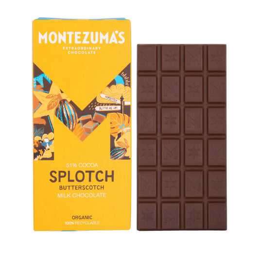 Montezuma's Splotch - Organic Butterscotch Milk Chocolate Bar 90G