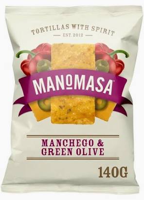 Manomasa Manchego & Green Olive Tortilla Chips 140g