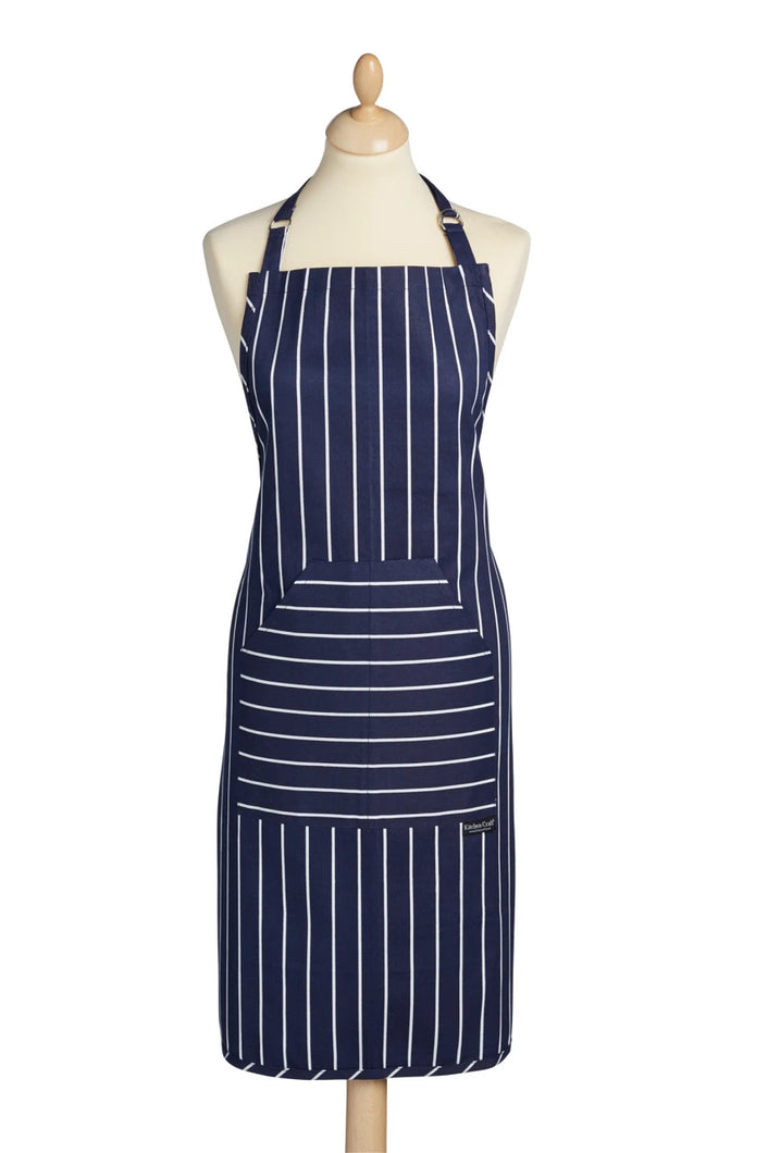Blue Butcher's Stripe Apron - 100% Cotton - Unisex - With Pocket