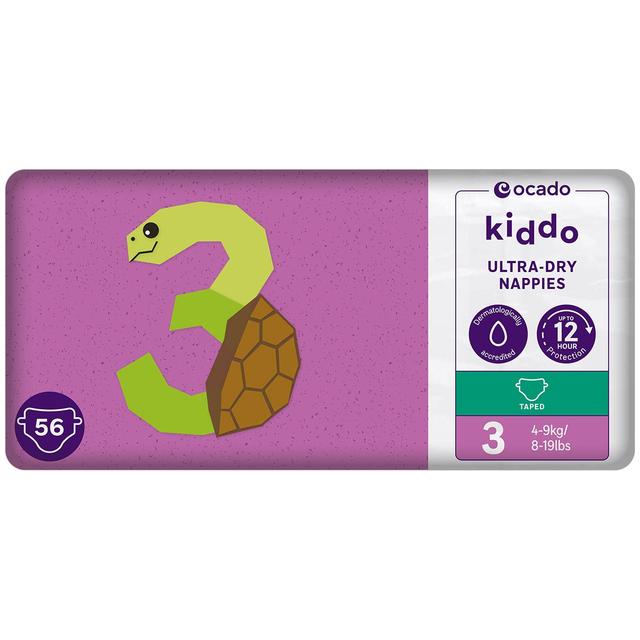 Ocado Kiddo Ultra-Dry Nappies Size 3, 56 per pack