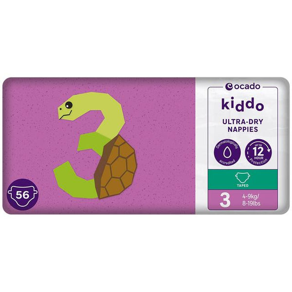 Ocado Kiddo Ultra-Dry Nappies Size 3, 56 per pack