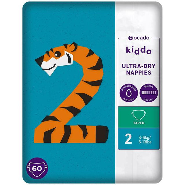 Ocado Kiddo Ultra-Dry Nappies Size 2, 60 per pack