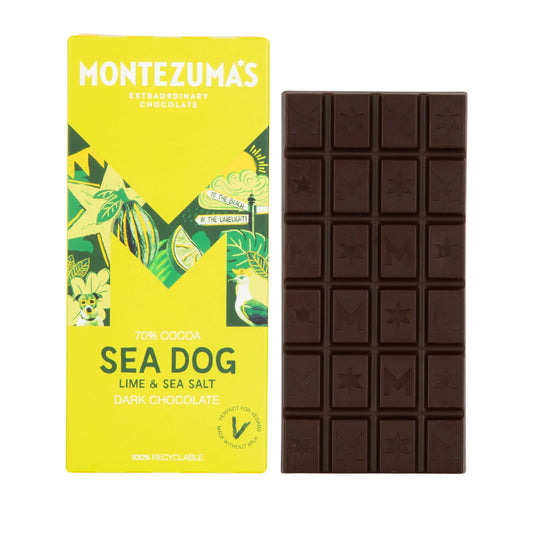 Montezuma's Sea Dog - Lime & Sea Salt Dark Chocolate Bar 90G