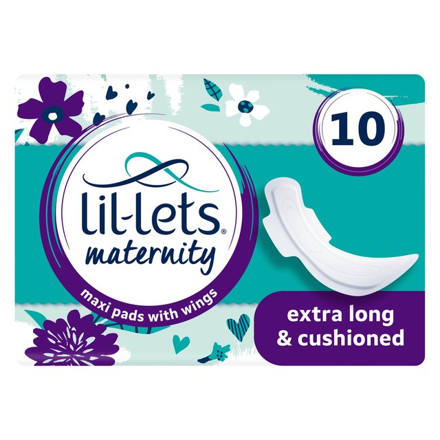 Lil-Lets Maxi Maternity Pads with Wings, Pack of 10 Pads
