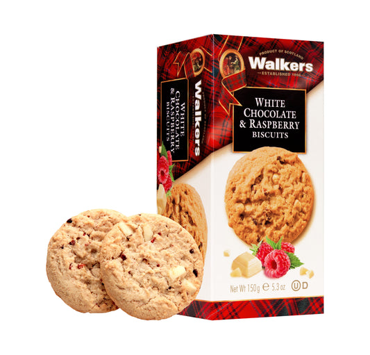 Walker's White Chocolate & Raspberry Biscuits 150G