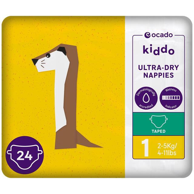 Ocado Kiddo Ultra-Dry Nappies Size 1, 24 per pack