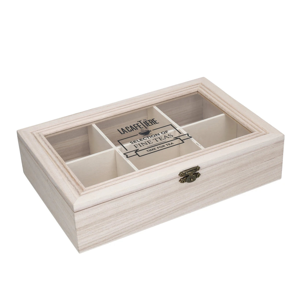 La Cafetière 6 Compartment Wooden Tea Box / Tea Organiser