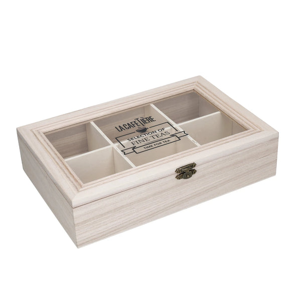 La Cafetière 6 Compartment Wooden Tea Box / Tea Organiser