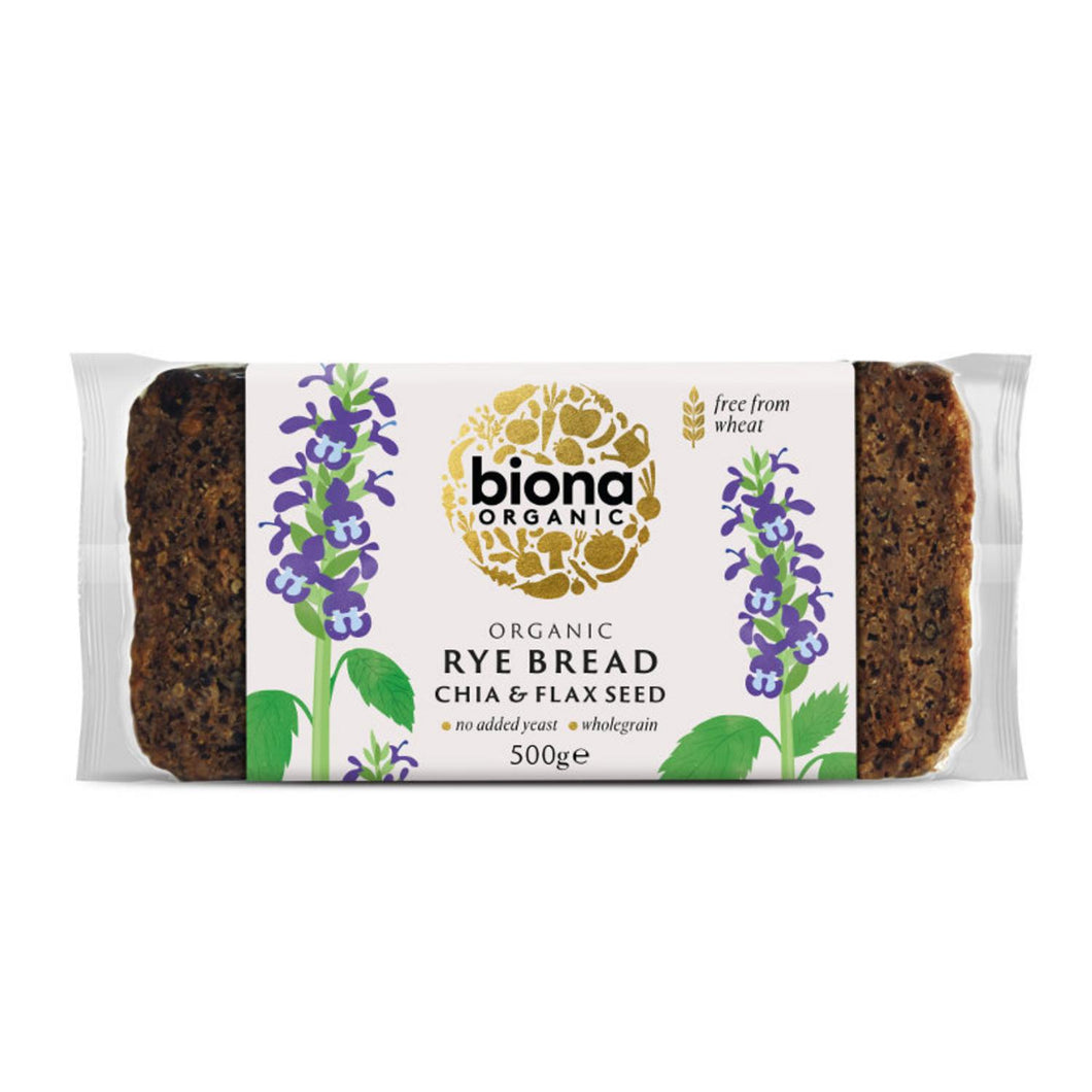 Biona Organic Yeast Free Rye Chia & Flax Seed Bread 500g