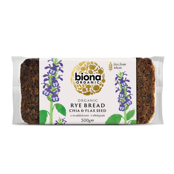 Biona Organic Yeast Free Rye Chia & Flax Seed Bread 500g