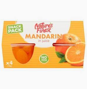 Nature's Finest Mandarin in Juice, 4 x 113g