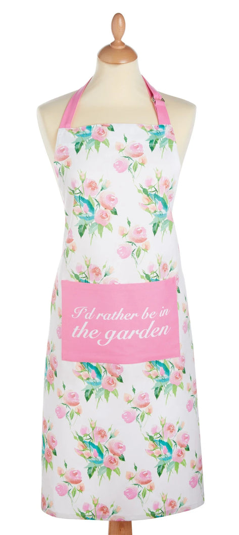 KitchenCraft Rose Ladies Pink Apron with Pocket