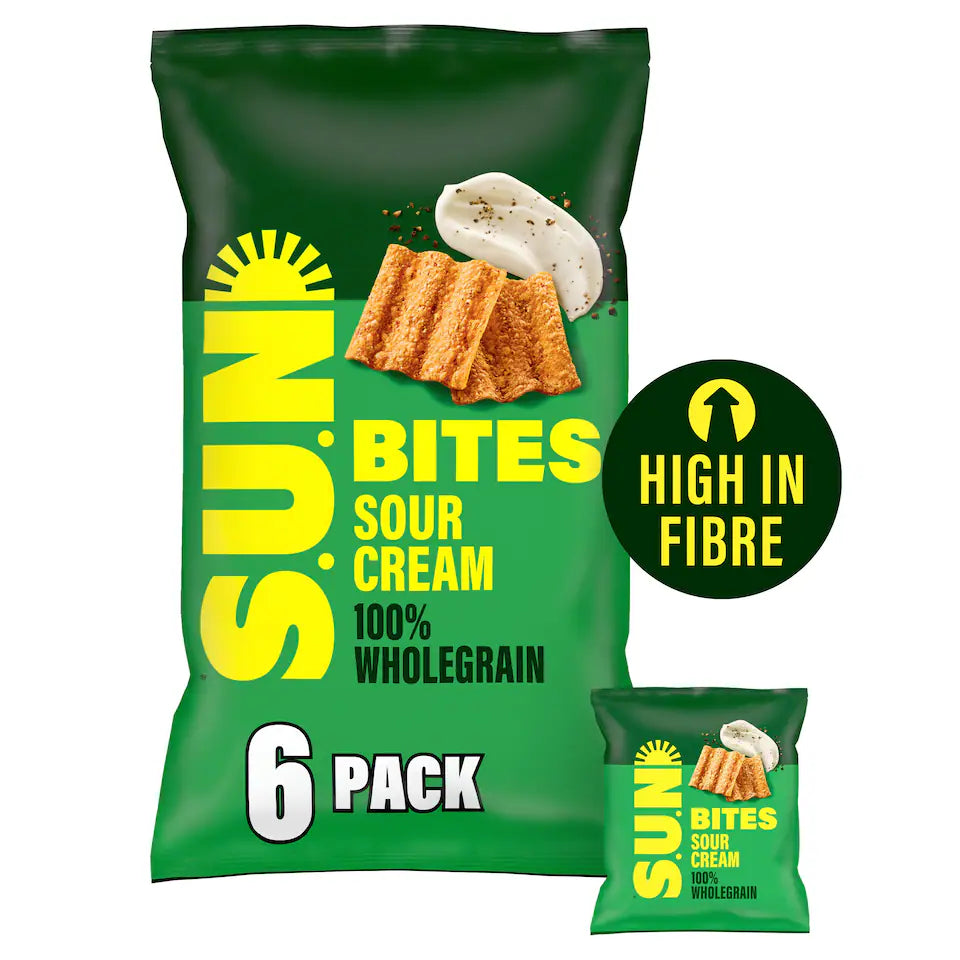 Sunbites Sour Cream & Black Pepper Multipack Crisps, 6x25g