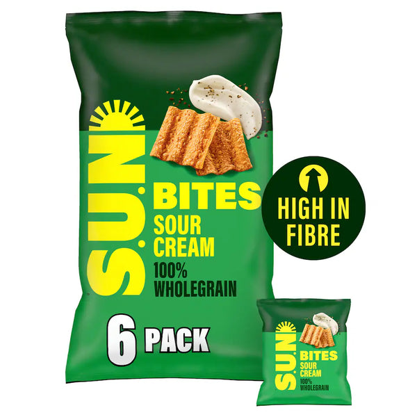 Sunbites Sour Cream & Black Pepper Multipack Crisps, 6x25g