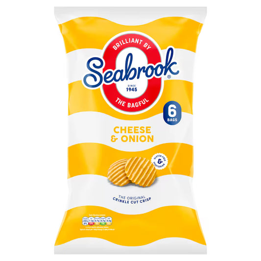 Seabrook Cut Cheese & Onion Crisps, 6x25g