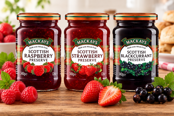 Mackays Scottish Preserve Trio – Raspberry, Blackcurrant & Strawberry Preserve Gift Bundle, 340g each