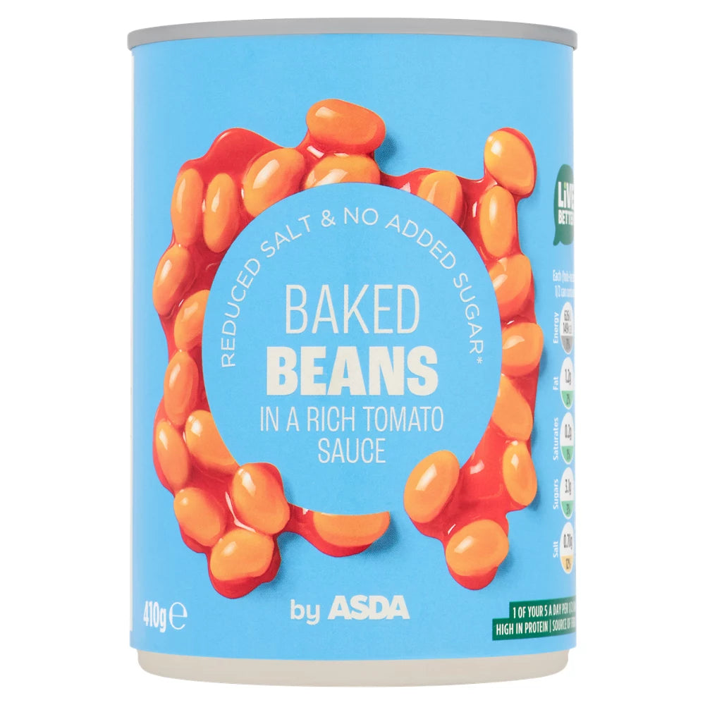 ASDA Baked Beans Reduced Salt & No Added Sugar 410g