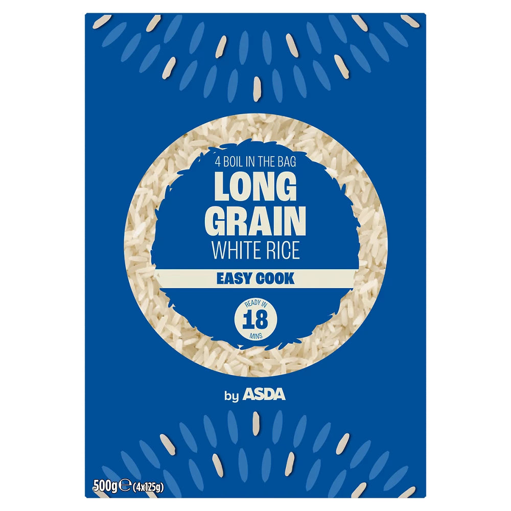 ASDA 4 Boil in Bag Long Grain White Rice 4 x 125g (500g)