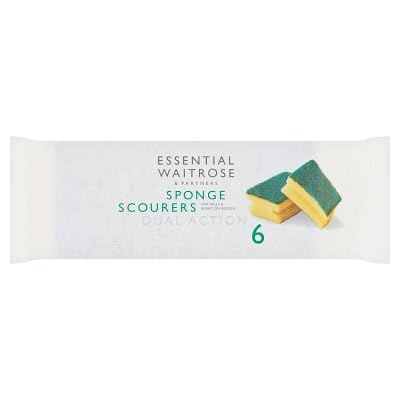 Waitrose Essential 6 Dual Action Sponge Scourers