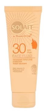 Solait Face Fluid SPF 30, Advanced UVA/UVB Protection, Water Resistant, with Vitamin C