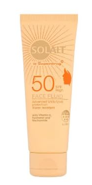 SOLAIT Face Fluid, SPF 50 High, Advanced UVA/UVB Protection, Water Resistant, with Vitamin E, Panthenol and Niacinamide