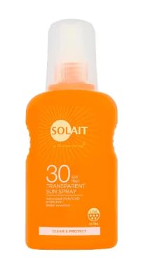 Solait Transparent Sun Spray, SPF 30, Advanced UVA/UVB Protection, Water Resistant, Clear & Protect