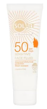Solait SPF 50 Sensitive Face Fluid, Advanced UVA/UVB Protection, Water Resistant, Fragrance Free