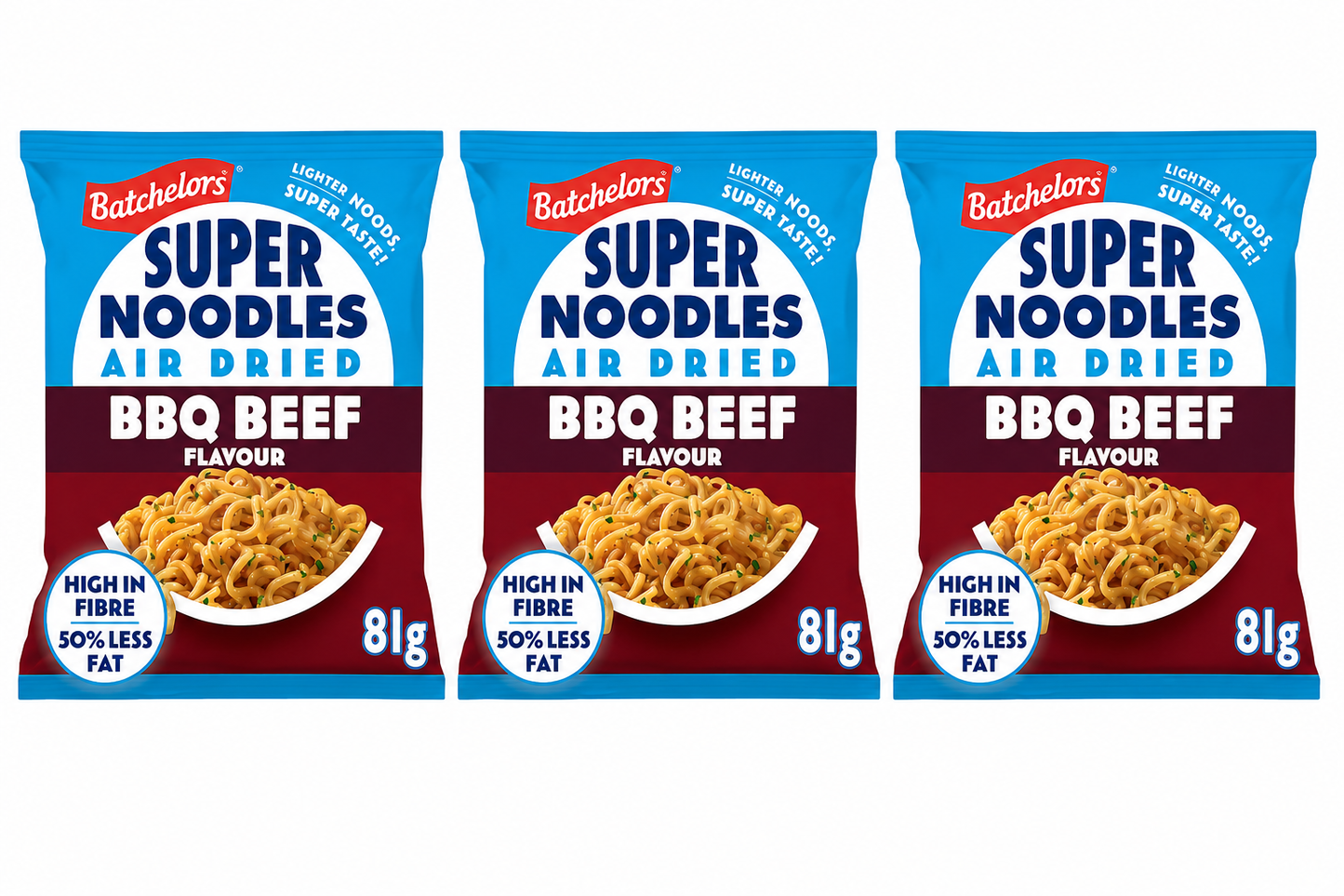 Batchelors Air Dried BBQ Beef Instant Noodles 81g, Pack of 3