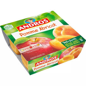 Andros Compote Pomme Abricot 4x100g - Apple & Apricot Desserts
