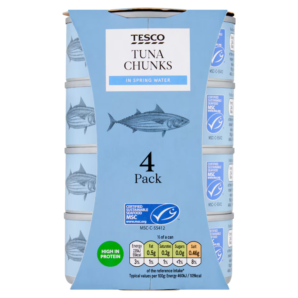 Tesco Tuna Chunks In Spring Water 4 X 145G