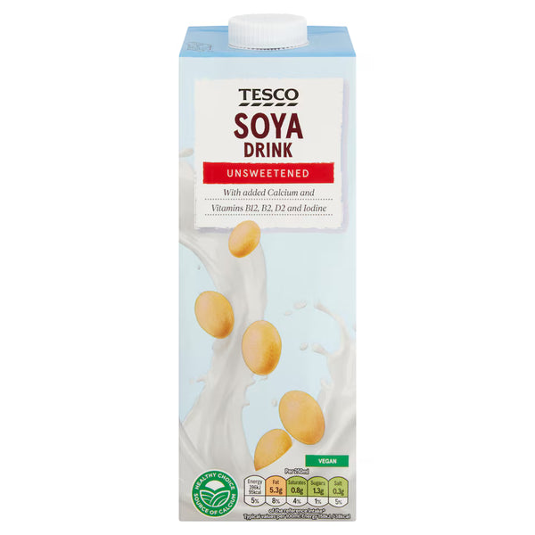 Tesco Longlife Unsweetened Soya Drink, 1L