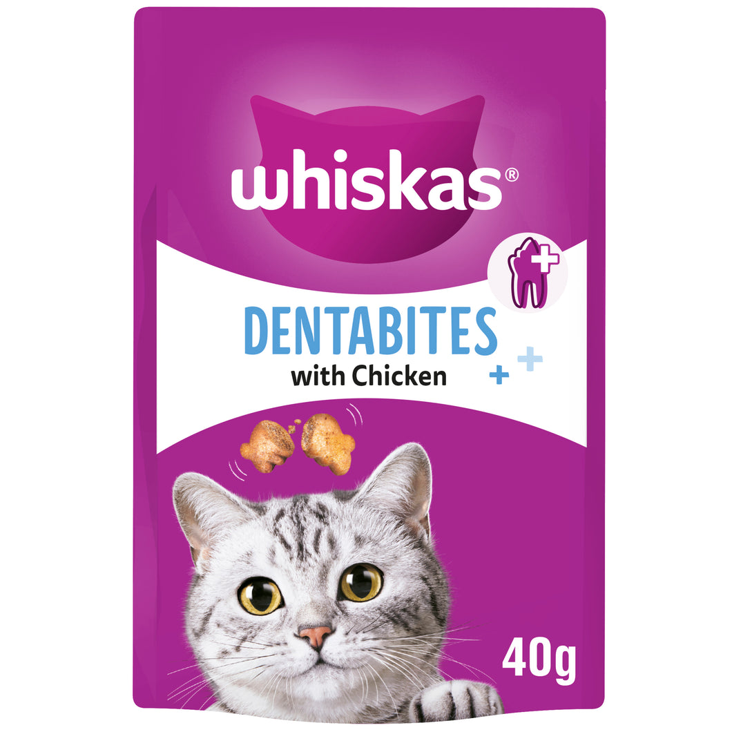 Whiskas Dentabites Adult Cat Treats with Chicken, 40g