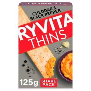 Ryvita Cheddar & Crack Black Pepper Thins, 125g