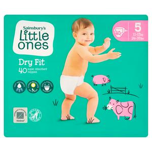 Sainsbury's Little Ones 40 Dry Fit Junior Nappies - Size 5